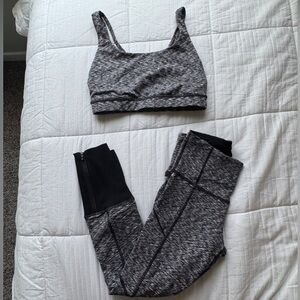lululemon athletica Black & Gray Space-Dye Leggings with Matching Sports Bra